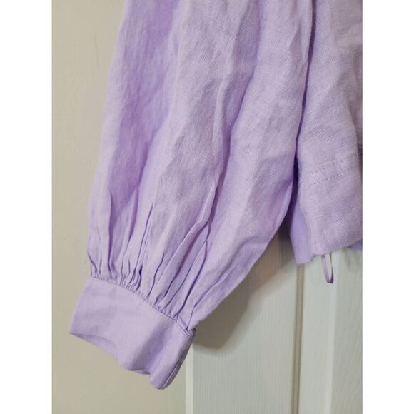 J. Crew Squareneck button-up top in linen, Purple M NWT $98 - Picture 3 of 10
